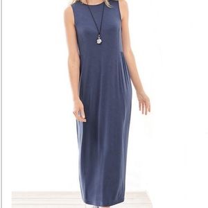 J. Jill Blue Shirred Waist Maxi Dress size Medium